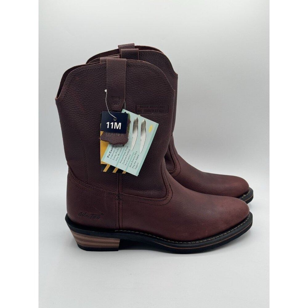 Adtec Men's Ranch Wellington Western Work Boots Brow Genuine Leather 11 M New